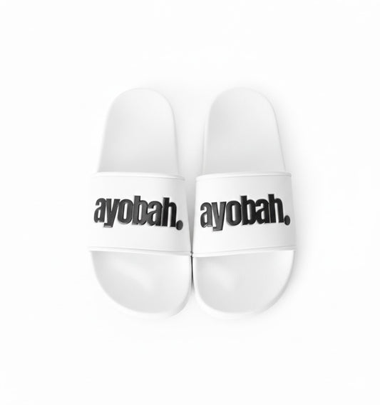 Ayobah Classic White Slides